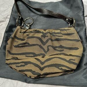 Fendi Brown and Black Hobo Bag Chef Style mini zebra print